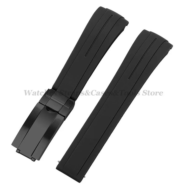 Curved Rubber Watch Strap for Rolex Daytona/Submariner – 20–22mm, Silicone