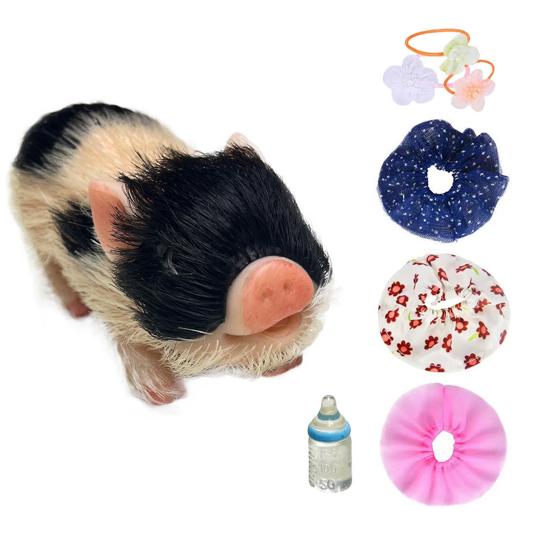 12 cm Mini Silicone Reborn Piglet Doll + 3 Outfits