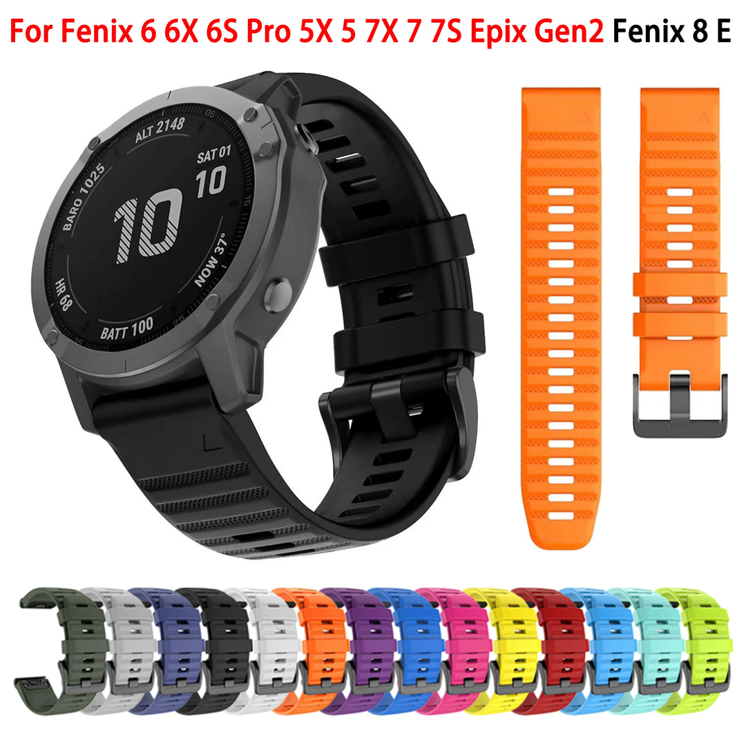 QuickFit Silicone Strap for Garmin Fenix & Epix (20-26mm)