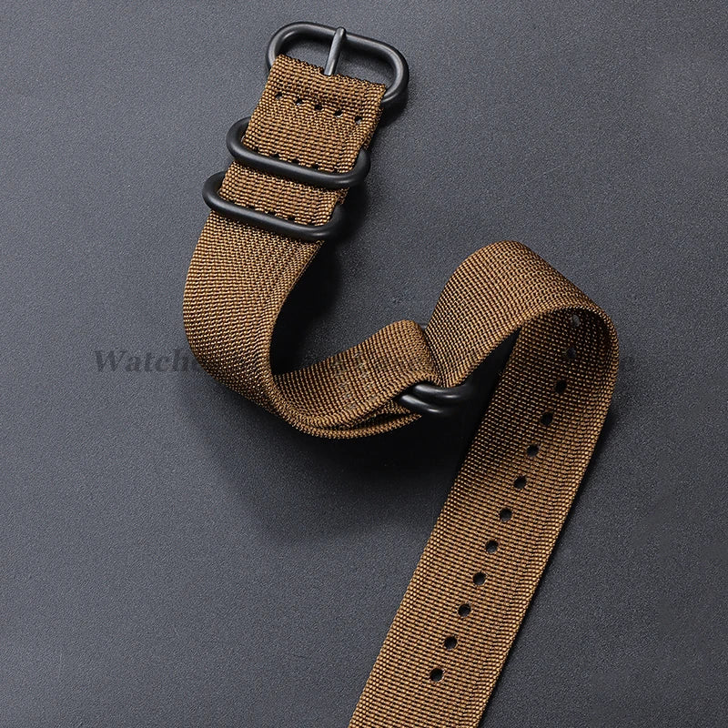 Sailcloth Nylon Watch Strap with Ring Buckle (18–24mm)