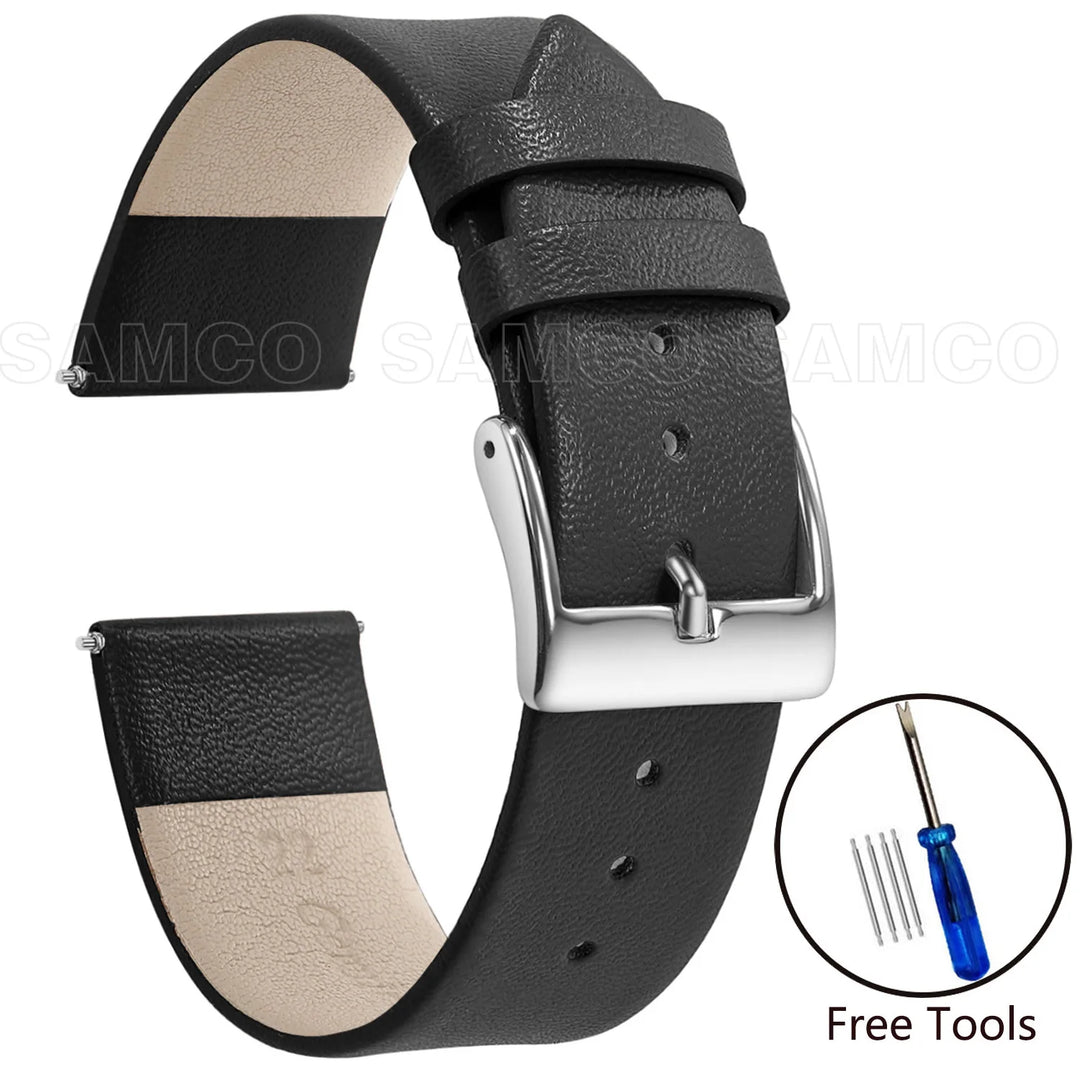 Genuine Leather Minimalist Thin Elegant Apple Watch Band 12–22mm (Soft Wrist Bracelet)