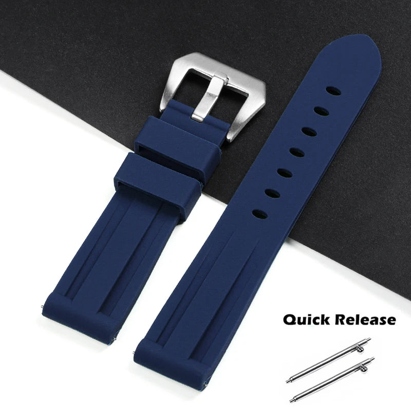 Quick Release Silicone Watch Band 20–26mm for Panerai, Omega, Seiko & Casio