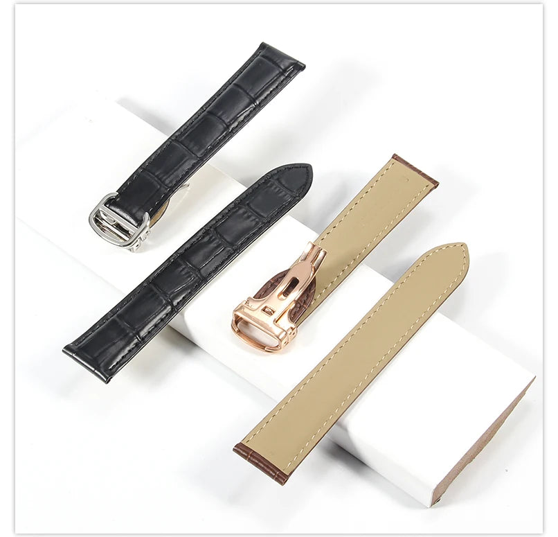 Genuine Leather Cartier Tank Solo Watch Strap 17–25mm (Brown & Black,