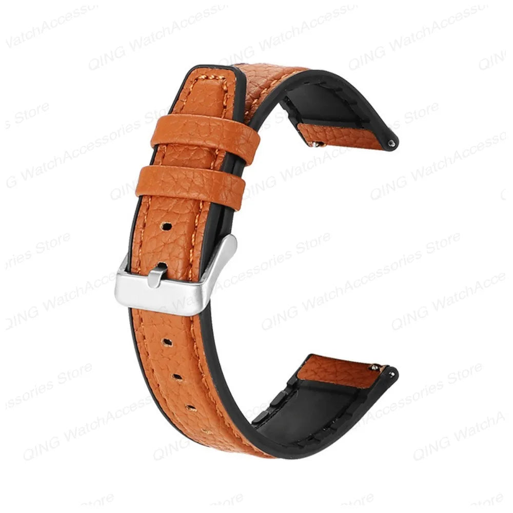 Silicone Leather Quick‑Release Watch Strap – 18/20/22mm, Waterproof for