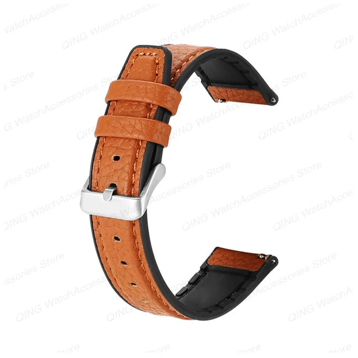 Silicone Leather Quick‑Release Watch Strap – 18/20/22mm, Waterproof for