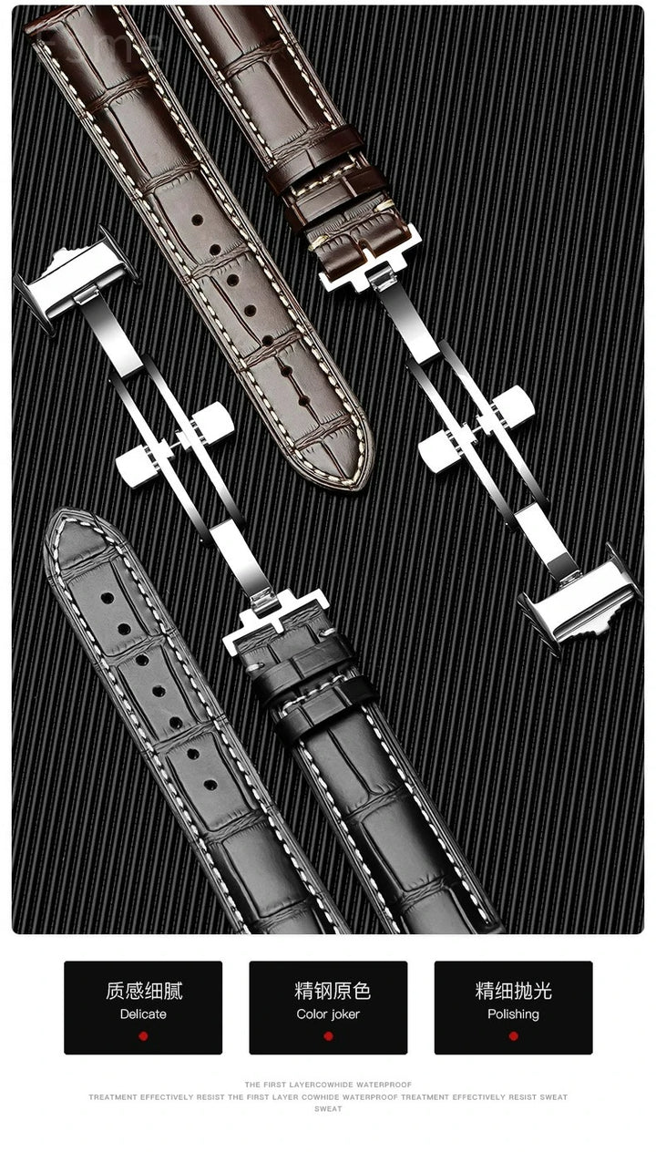 Genuine Cowhide Leather Watch Band 18–22mm for Longines Master &