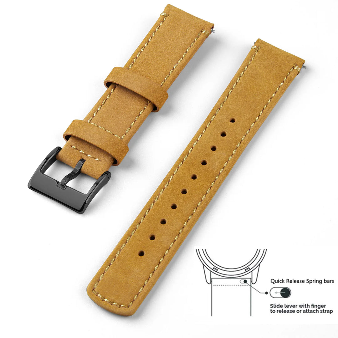 Genuine Top Grain Leather Quick Release Watch Band 20–22mm for Samsung Galaxy Watch
