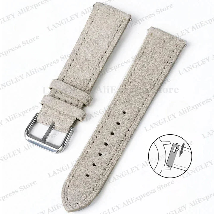 Vintage Suede Leather Watch Strap – 18/20/22mm, Quick Release