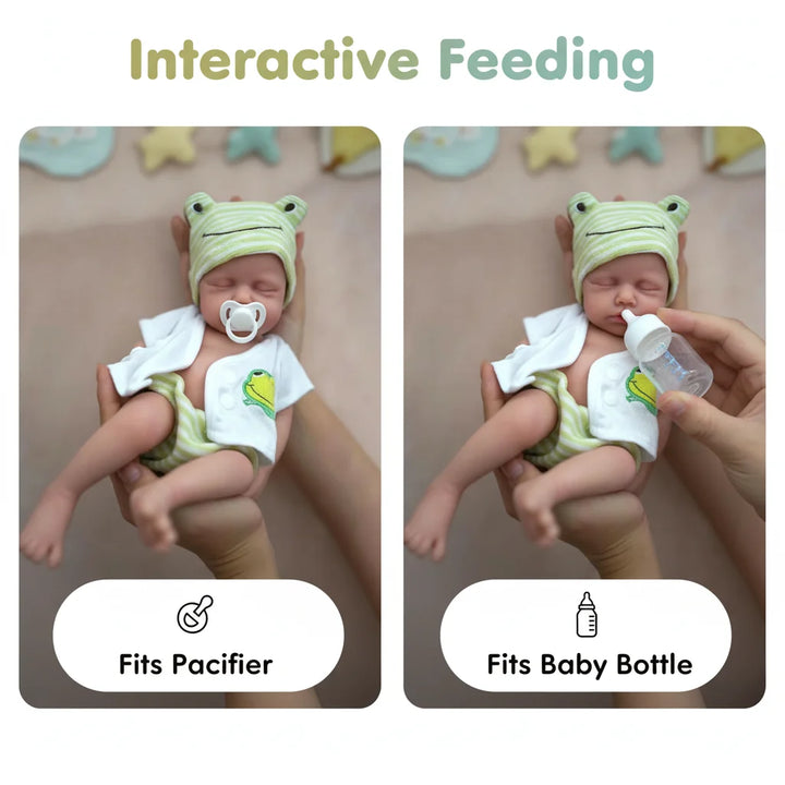 NPK 12inch Lifelike Reborn Doll Loulou Awake Super Soft Solid Platinum Silicone Flexible Elastic Mouth Can Open