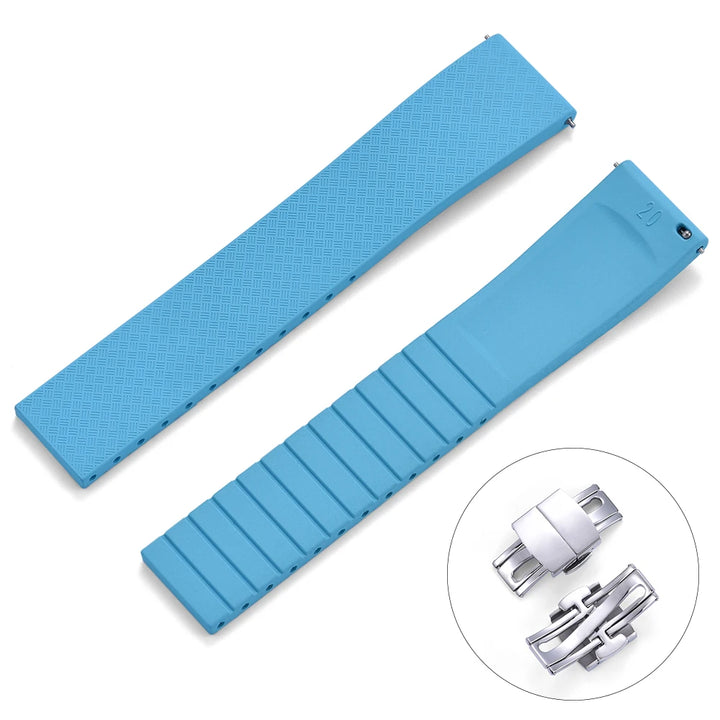 JUELONG CTS Fluororubber Watch Strap 18mm 19mm 20mm 22mm New Quick Release Butterfly Buckle Watch Band FKM Strap For Cut To Size