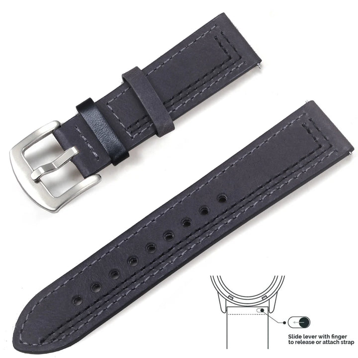 op Grain Genuine Leather Watch Band 20mm 22mm (Quick Release)