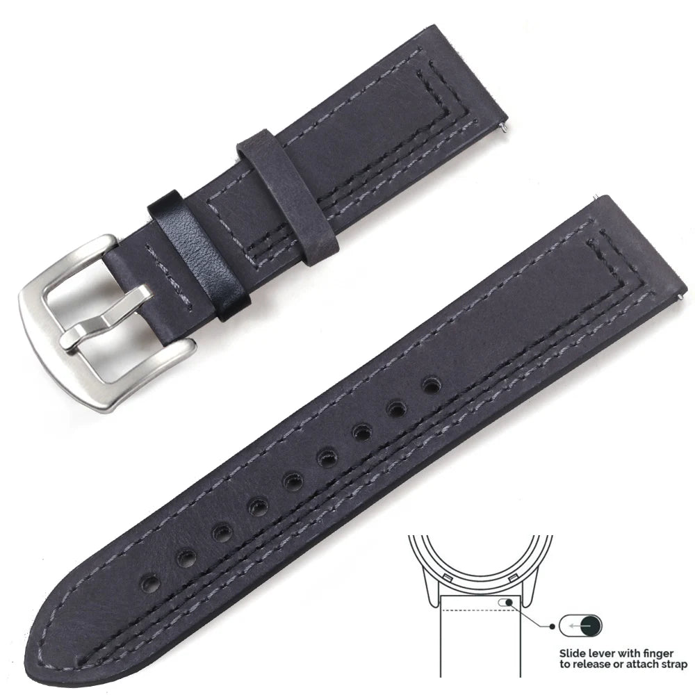 Vintage Genuine Leather Watch Strap 20/22mm