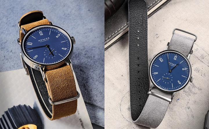 HEMSUT Genuine Suede Leather One-Piece Watch Strap 18-22mm Vintage Military Style