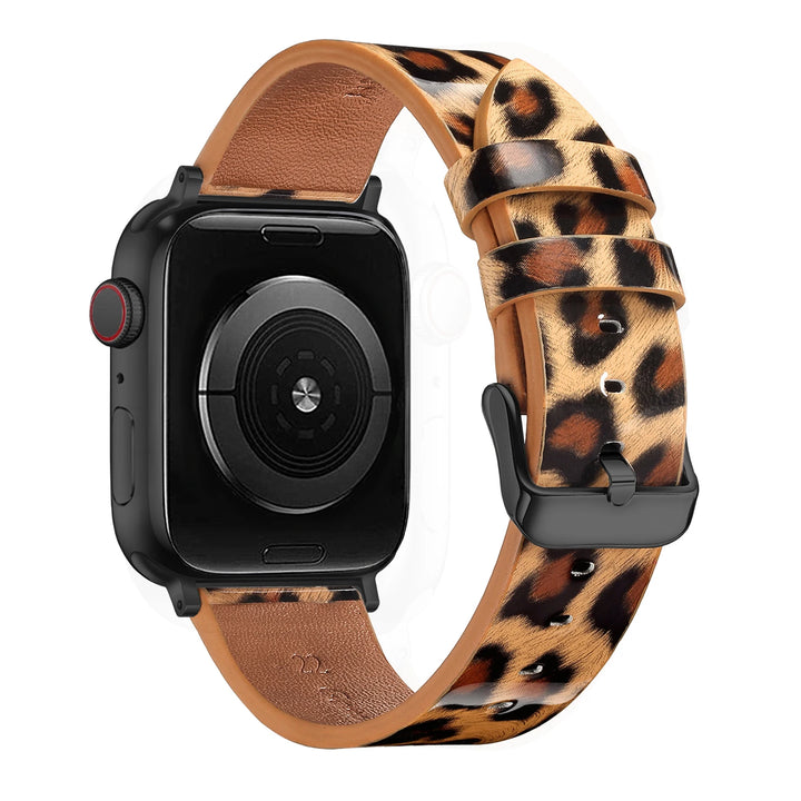 Leopard Leather Apple Watch Band for Women 38–49mm