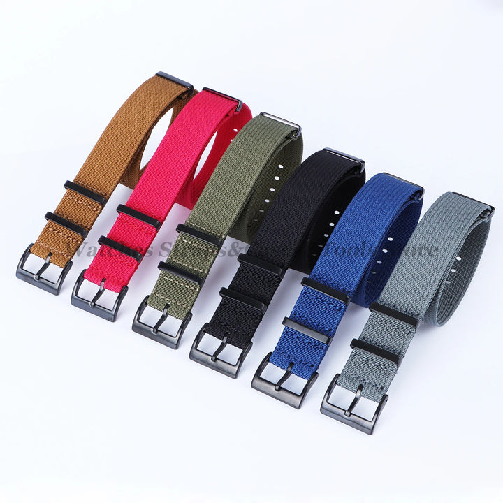 Ribbed Nylon Watch Strap 20/22mm (Military Style)