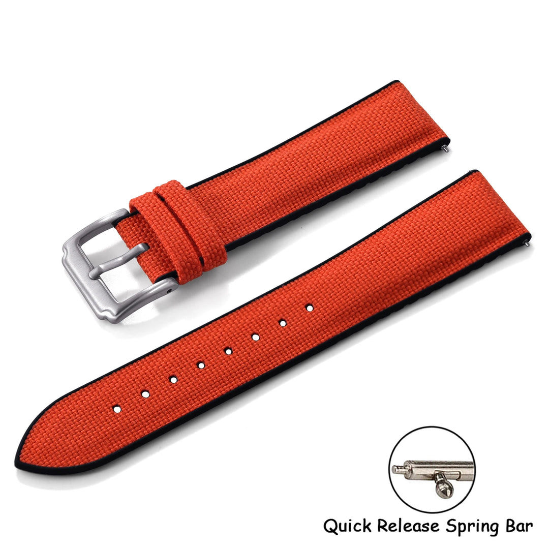 Quality Sailcloth Watch Strap18/19/ 20/21/22mm Silicone Rubber Watchband Nylon Qucik Release Fabric Bracelet Universal Wristbelt