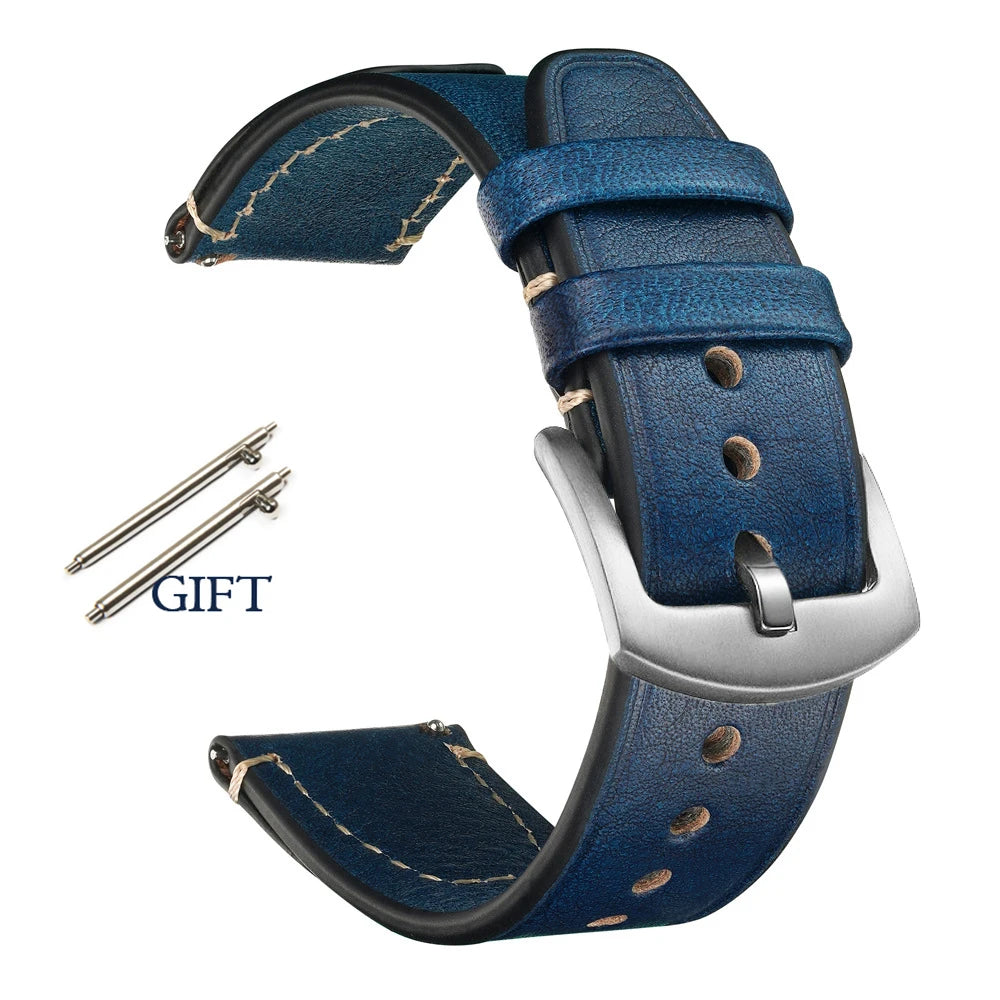 Retro Genuine Leather Watch Strap – 18-22mm for Seiko SNXS79 & Rolex Oyster