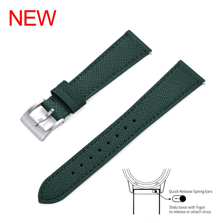 Premium Grade Quick Release Vintage Stitched Leather Watch Strap Saffiano Leather Watchbands 18mm 19mm 20mm 21mm 22mm 23mm 24mm