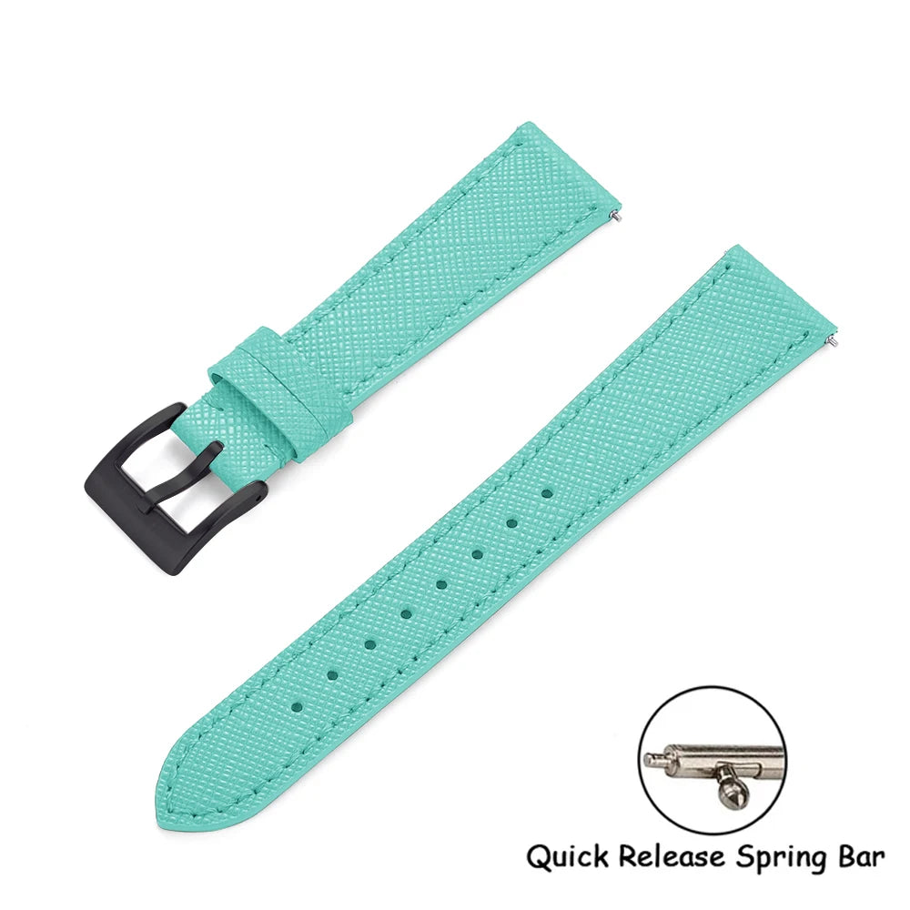 Quick Release Saffiano Leather Watch Strap – 18-24mm Universal
