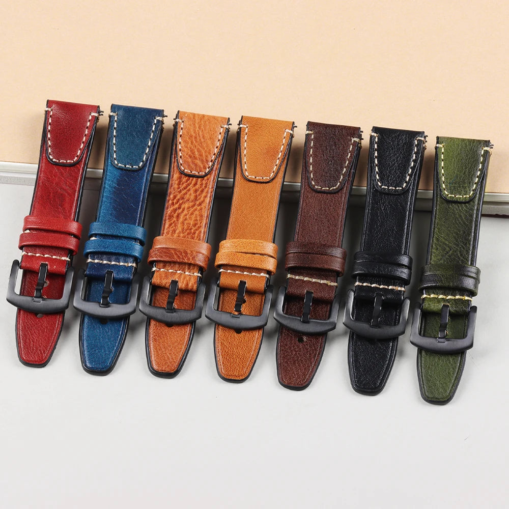 Retro Genuine Leather Watch Strap – 18-22mm for Seiko SNXS79 & Rolex Oyster