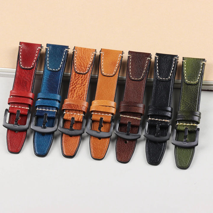 Retro Genuine Leather Watch Strap – 18-22mm for Seiko SNXS79 & Rolex Oyster