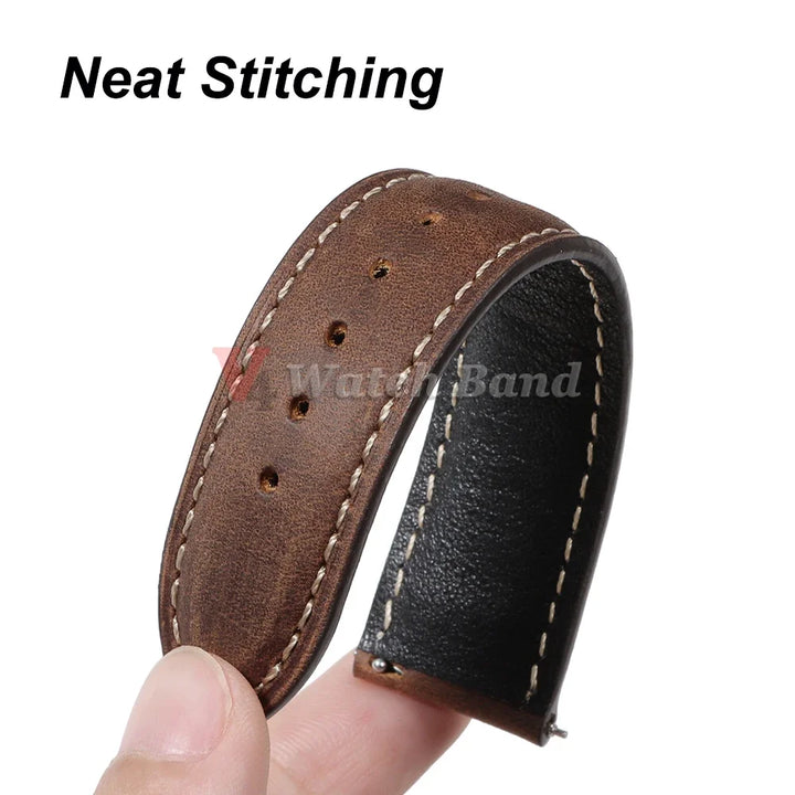 Genuine Calfskin Leather Watch Band 14–24mm for Omega & Seiko (Butterfly Buckle, Brown)