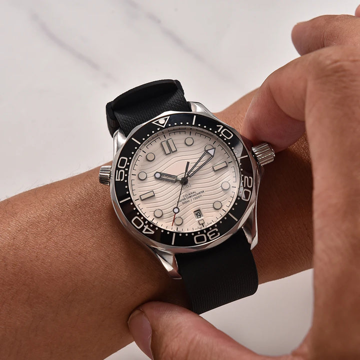 JUELONG Black FKM Fluoro Rubber Strap 20mm 21mm 22mm One Piece FKM Military Men Sport Watch Band For Diving Universal Bracelet