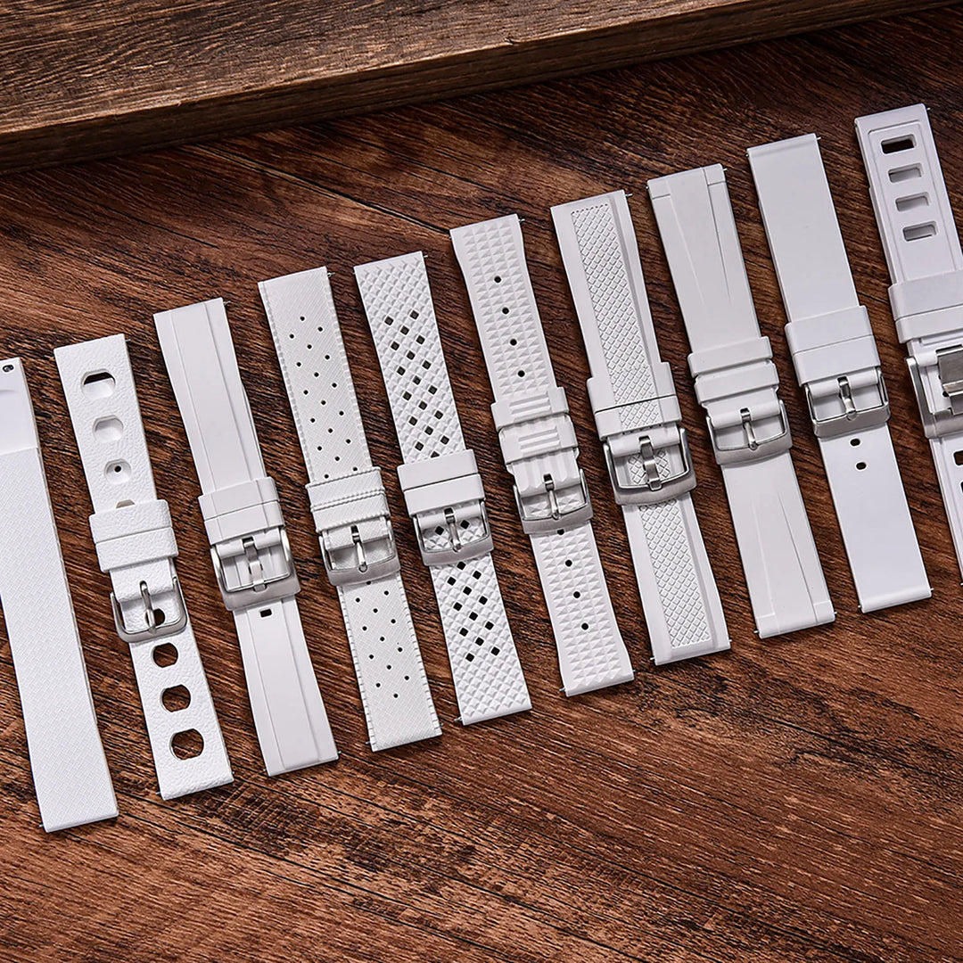 White Tropical Waffle CTS FKM Watch Strap Fast Release 20mm 22mm New Fluororubber Traditional Diving Watch Band