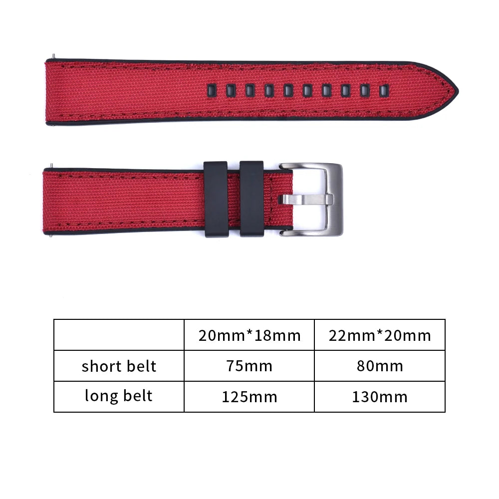Premium Hybrid FKM Nylon Watch Band Quick Release Rubber Watch Strap 20mm 22mm Watch Strap Watch Replacement Watchband