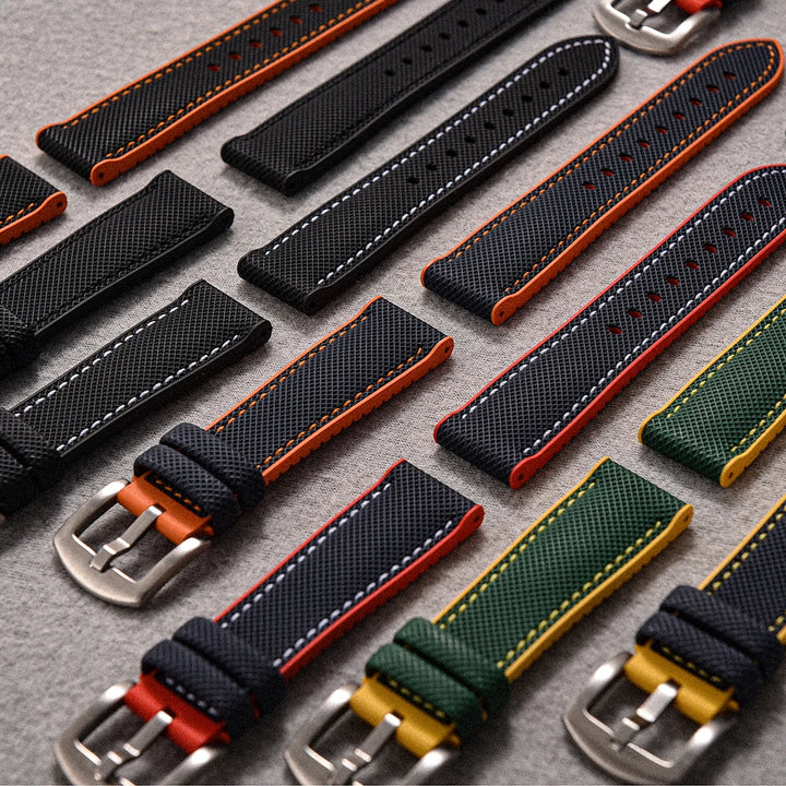 JUELONG Hybrid FKM Rubber Nylon Sailcloth Watch Strap 18mm 20mm 22mm 24mm Quick Release Watchbands For Each Brand Diving Watches