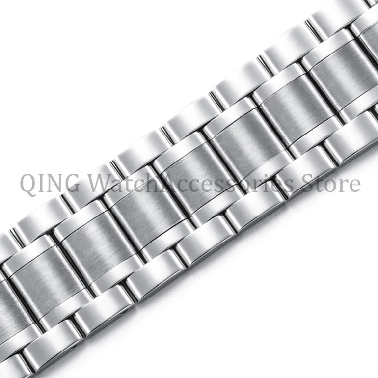 Arc Flat-End Stainless Steel Watchband – Universal, 12–24mm, Butterfly Clasp