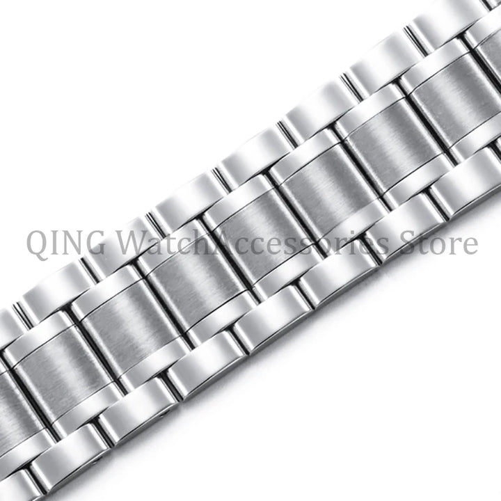 Arc Flat-End Stainless Steel Watchband – Universal, 12–24mm, Butterfly Clasp