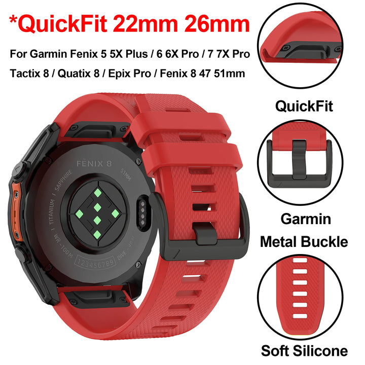 QuickFit Watch Strap for Garmin Fenix, Epix & Quatix (22-26mm)