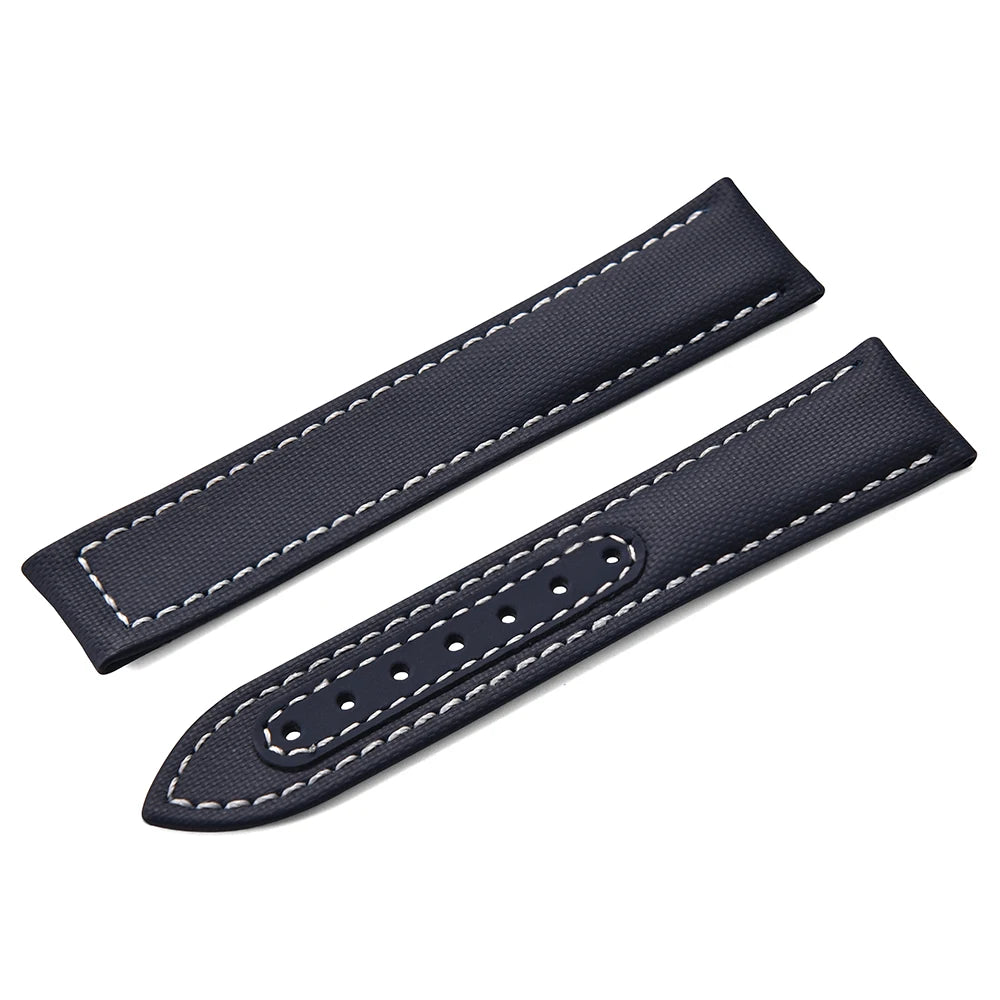 Sailcloth Nylon Watch Band 20mm 22mm Leather Sailcloth Strap For Omega Seamaster  Swatch Folding Buckle Band Universal Bracelet