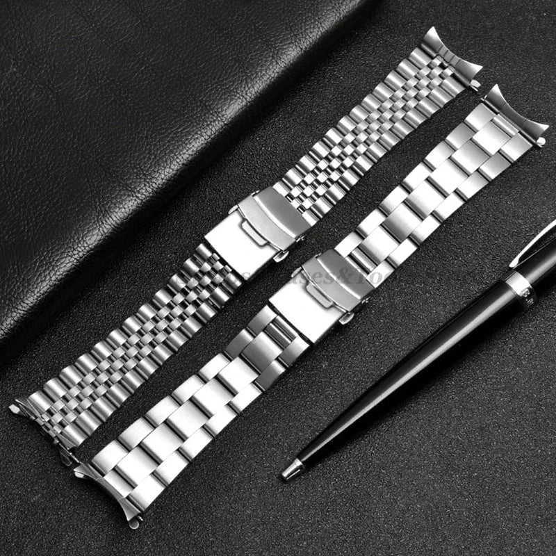 Solid Stainless Steel Watch Strap 18–22mm for Seiko, Jubilee & Oyster