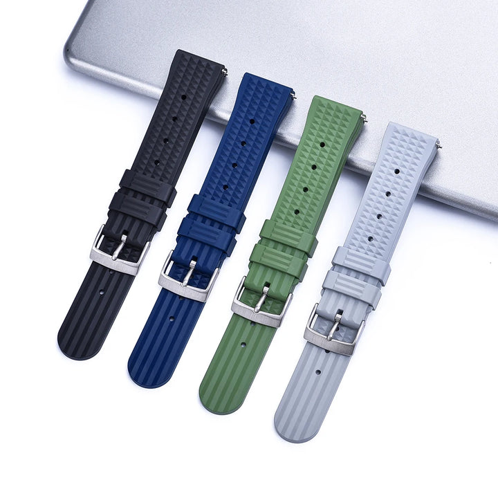 NATOBELT Quality Waffle FKM Rubber Strap 20mm 22mm Sport Quick Release Rubber Watchbands For Men's Diving Watch