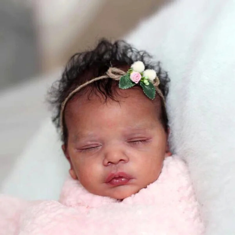 19″ Romy Dark Skin Unpainted Reborn Doll Kit – Vinyl Newborn Parts with Cloth Body