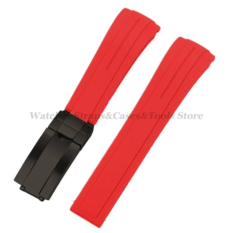 Curved Rubber Watch Strap for Rolex Daytona/Submariner – 20–22mm, Silicone