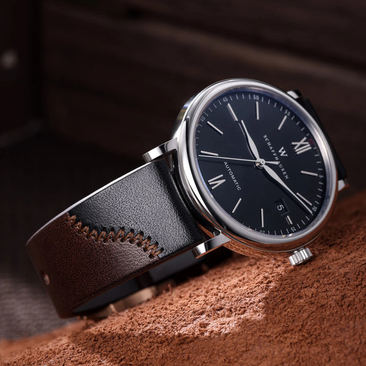 Luxury Design Bicolor Handmade Stitching Watch Strap Quick Release Watch Accessories Full Grain Leather Watch Band