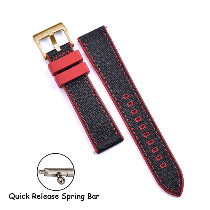 FKM Rubber Strap 20mm22mm Leather Qucik Release Watch Band Universal Women Men Watch Accessories for Omega Seiko Sports Bracelet