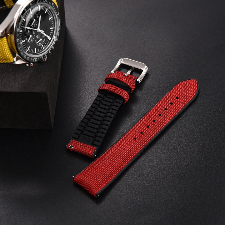 NATOBELT Rubber Sailcloth Strap 18mm 19mm 20mm 21mm 22mm Canvas Nylon Quick Release WatchBand Perfect Fit Flat End Universal
