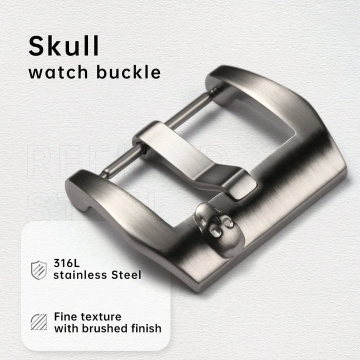 Maikes Skull Watch Buckle 316L Stainless Steel 18mm 20mm 22mm Black Rose Gold Leather Strap Clasp