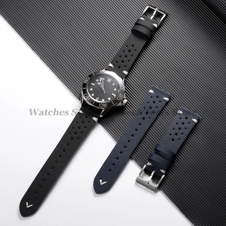 Premium Nylon Sailcloth Watch Strap 18mm 20mm 22mm Band Quick Release Perforated Breathable Watchband for Men's Women Wristbelts