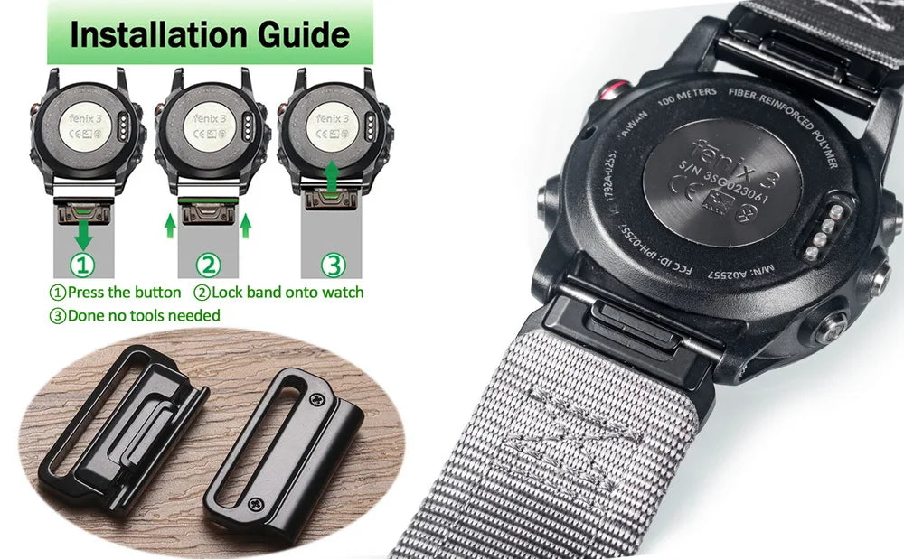Nylon Quickfit Watch Band 20-26mm for Garmin Fenix, MK3, Approach, MARQ, Tactix