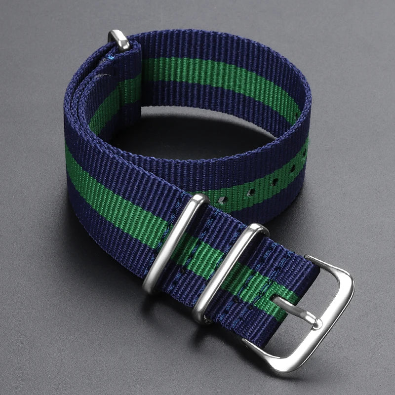 Nylon Army Sport Strap (18–22mm) – Black & Green