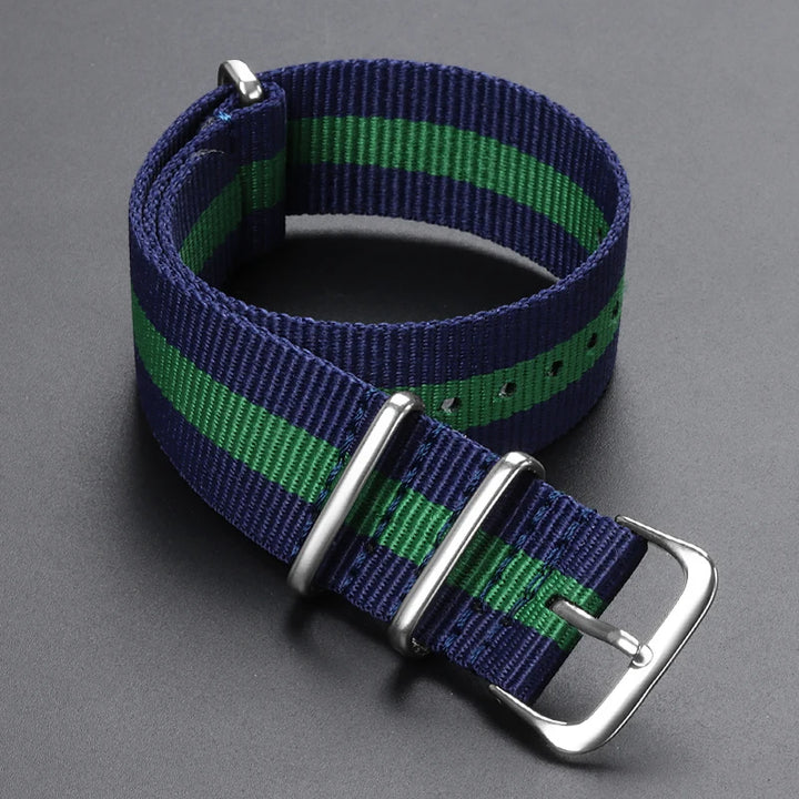 Nylon Army Sport Strap (18–22mm) – Black & Green