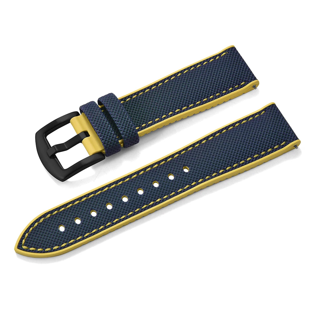 For Longine Seiko Water Ghost Hamilton Series Nylon FKM Rubber Bottom Watch Strap 18-20-22-24mm Strap Soft Waterproof Wrist Band