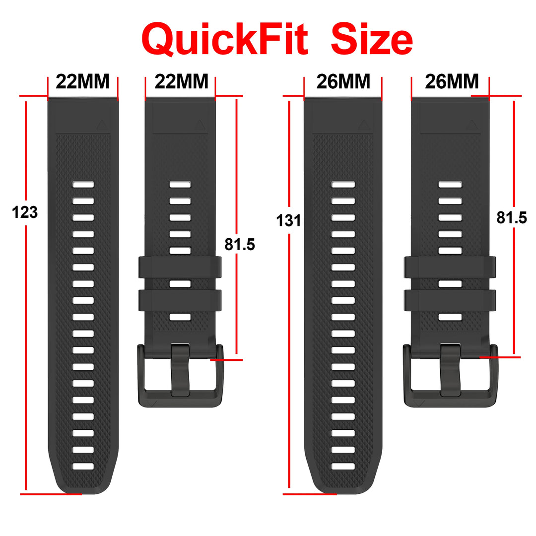 Silicone Watch Band for Garmin Fenix & Epix (22-26mm)