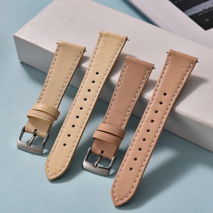Ultra-Thin Quick Release Leather Watch Strap (20-22mm)