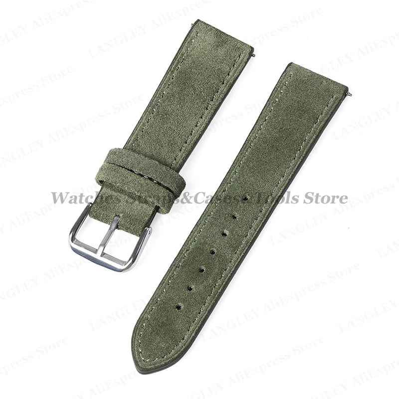 Vintage Suede Leather Watch Strap – 18/20/22mm, Quick Release